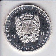 MONEDA DE PLATA DE ANDORRA DE 10 DINERS DEL AÑO 1999 - JUBILEO AÑO 2000 - Andorre