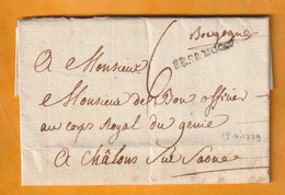 1779  - Marques Postales BESANCON & Bourgogne Manuscrite Sur Lettre Pliée De 3 P Entre Officiers Vers CHALONS Sur SAONE - 1701-1800: Precursores XVIII