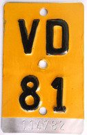 Velonummer Mofanummer Waadt VD 81 - Plaques D'immatriculation