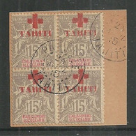 FRENCH POLYNESIA TAHITI 1915 RED CROSS ON PIECE VFU - Tahití