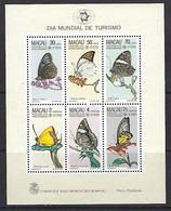 MACAU 1985 - World Tourism Day - Butterflies Of The Region - Souvenir Sheet - Hojas Bloque