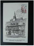 Carte Maximum Card Maison Natale Albert Schweitzer Kaysersberg 68 Haut Rhin 1975 - Albert Schweitzer