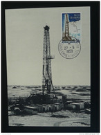 Carte Maximum Card Puits De Pétrole Petroleum Hassi Messaoud Oblit. Expo Portes Du Sahara Ermenonville 60 Oise 1959 - 1950-1959