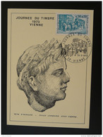 Carte Maximum Card Archéologie Romaine Tête D'Auguste Journée Du Timbre Vienne 38 Isere 1973 - Archaeology