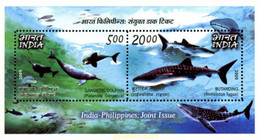 India 2009 Philippines Joint Issue Dolphin Marine Animals Miniature Sheet MS MNH, P.O Fresh & Fine - Nuevos