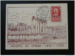 Carte Maximum Card Temple De Junon Journée Du Timbre 1953 Tunis Tunisie - Archaeology