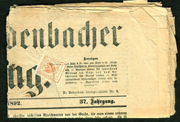 Österreich 1892 ! Tetschen-Bodenbacher Zeitung Mit 1 Kr - Zeitungsmarke Frankiert - Newspapers