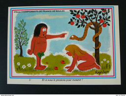 Carte Postcard Championnat De France Boules P�tanque BD Adam & Eve Lyon 1973 - Bowls