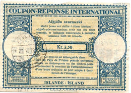 Coupon-réponse Islande Kr 3,50 Modèle Lo 16n - IRC CRI IAS - Entiers Postaux