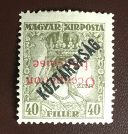 Hungary Hongrie 1919 45f Overprint Inverted Y&T 35a MH - Ungebraucht