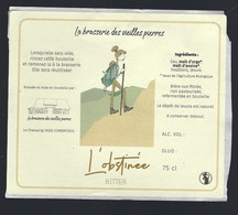 étiquette Bière France: L'obstinée Bitter  75cl  Brasserie Des Vieilles Pierres  Combressol Correze 19 " Femme" - Beer