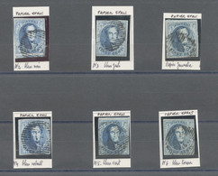 BELGIQUE - COB 7 - 20C BLEU PAPIER EPAIS MEDAILLONS - 12 TIMBRES OBLITERES - NUANCES DIVERSES - 1851-1857 Medallions (6/8)