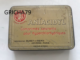 MEDECINE - BOITE METALLIQUE - ANTACIDYL COMPRIMES SATURANTS POUR HYPERCHLORHYDRIQUES - LABORATOIRES DURET ET REMY - Attrezzature Mediche E Dentistiche