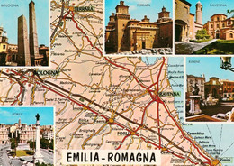 1 Map Of Italy * 1 Ansichtskarte Mit Der Landkarte Der Region Emilia-Romagna - Sowie Sehenswürdigkeiten Dieser Region * - Maps