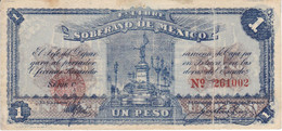 BILLETE DE MEXICO DE 1 PESO DEL LIBRE SOBERANO DEL AÑO 1915   (BANKNOTE) - Mexico