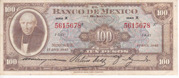 BILLETE DE MEXICO DE 100 PESOS DEL AÑO 1945 (BANKNOTE) - Mexico
