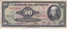 BILLETE DE MEXICO DE 500 PESOS DEL 1 DE SEPTIEMBRE DE 1943  (BANKNOTE) - Mexico