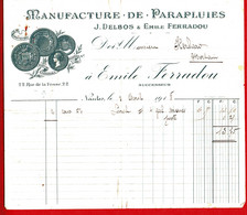 1918 - MANUFACTURE DE PARAPLUIES - Ets J. DELBOS Et E. FARRADOU - Nantes - 1900 – 1949