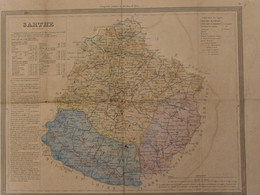 Vers 1850 - Carte Géographique Du Département De La SARTHE Par A.H. DUFOUR  (un Peu "vieillie") - Cartes Géographiques