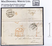 Ireland Waterford 1845 Uniform Penny Post Handstruck "1" Of Dungarvan In Red, DUNGARVAN NO 12 1845 Cds - Prefilatelia