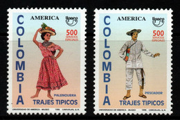 20- KOLUMBIEN - 1996 - MI#: 2038-2039 -MNH- TRADITIONAL COSTUMES – AMERICA UPAEP - Colombia