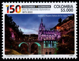 17A-KOLUMBIEN - 2022 – MNH- LAS LAJAS CHURCH - COLOMBIA-GERMANY 150 YEARS DIPLOMATIC RELATIONS - Colombia