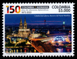 17D-KOLUMBIEN - 2022 – MNH- COLOGNE CATHEDRAL - COLOMBIA-GERMANY 150 YEARS DIPLOMATIC RELATIONS - Colombia