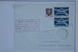 BB14 FRANCE BELLE LETTRE 1964 IER VOL AIR FRANCE  PARIS  FORT DE FRANCE++SCOTEM++PAIRE TP++AFFRANCH. PLAISANT - Primi Voli