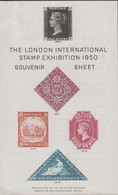 1950. ENGLAND. LONDON INTERNATIONAL STAMP EXHIBITION 1950 SOUVENIR SHEET With ONE PENNY BLACK And Other Ra... - JF432154 - Usados