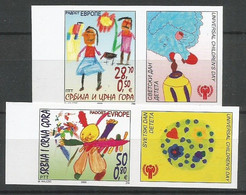 Yugoslavia ERROR Mi.3150/51 Complete Set IMPERFORATED With LABELS ** / MNH 2003 Europa Hang-on Issues Children Painting - Non Dentellati, Prove E Varietà