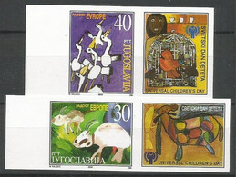 Yugoslavia ERROR Mi.2985/86 Complete Set IMPERFORATED With LABELS ** / MNH 2000 Europa Hang-on Issues Children Painting - Ongetande, Proeven & Plaatfouten