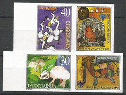 Yugoslavia ERROR Mi.2985/86 Complete Set IMPERFORATED With LABELS ** / MNH 2000 Europa Hang-on Issues Children Painting - Geschnittene, Druckproben Und Abarten