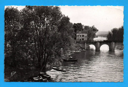 (RECTO / VERSO) MANTES LA JOLIE EN 1955 - N° 346 - LA SEINE ET LE VIEUX PONT DE LIMAY - BEAU TIMBRE ET CACHET HEXAGONAL - Mantes La Jolie