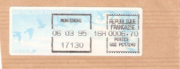 TIMBRE FRANCE VIGNETTE AFFRANCHISSEMENT  OISEAUX DE JUBERT MONTENDRE 1995 6.70 FR - 1990 Type « Oiseaux De Jubert »