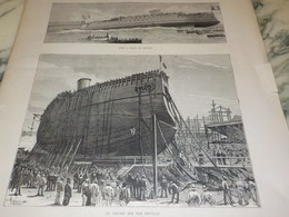 GRAVURE LANCEMENT DU CUIRASSE L INDOMPTABLE A LORIENT 1883 - Bateaux