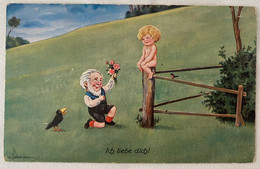 AK DWARFS ZWERGE GNOME  W. SCHEUERMANN A FAIRY TALE- I LOVE YOU/ ICH LIEBE DICH OLD POSTCARD - Scheuermann, Willi