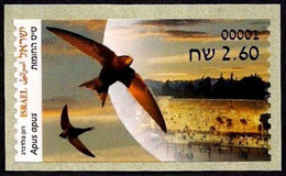 ISRAEL 2022 - Animals In Domestic Areas, The Common Swift - Philatelic Bureau ATM # 001 Label - MNH - Schwalben