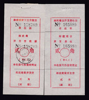 CHINA HUBEI MACHENG 431600  ADDED CHARGE LABELS (ACL) 0.20 YUAN X2 VARIETY  LEFT MISSING "设" RIGHT MISSING "据" RARE! - Autres & Non Classés