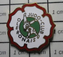1222 Pin's Pins / Beau Et Rare / THEME SPORTS / JUDO CLUB OLERONAIS FLEUR CERISIER - Judo