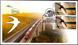 ISRAEL 2022 - Animals In Domestic Areas, The Common Swift - Phil. Bureau ATM # 001 & Jerusalem ATM # 101 Labels - FDC - Swallows