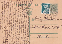 A16550 - POSTAL STATIONERY 1937 STAMP KING MICHAEL  SEND TO ARAD - Cartas & Documentos