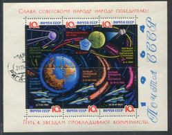 SOVIET UNION 1964 Space Exploration Varnished Paper Block Used.  Michel Block 34y - Oblitérés