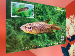 Hong Kong Stamp M Card Fighting Fish Biodiversity - Briefe U. Dokumente