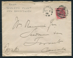 1900 Canada Supeme Court New Brunswick Crest Cover, Dorchester - Toronto - Storia Postale