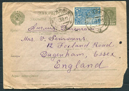 USSR Russia Uprated Stationery Cover Moscow - Dagenham England - Brieven En Documenten