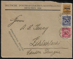 1924 DEUTSCHE POSTWERTZEICHEN AUSSTELLUNG - BRIEFVORDERSEITE M. Mi. 340/341/275 M. ÜBERDRUCK I.d SCHWEIZ - Briefmarkenausstellungen