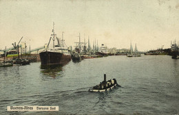 Argentina, BUENOS AIRES, Darsena Sud, Harbour Steamers (1912) Postcard - Argentina