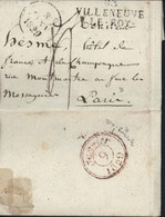 Yonne 89 Marque Postale Noire 83 Villeneuve Le Roy (38x14) Dateur 8 JANV 1819 Taxe Manuscrite 4 Pour Paris - 1801-1848: Précurseurs XIX