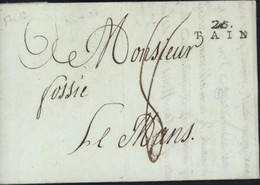 Drôme 26 Marque Postale Noire 25 TAIN (21x7) Mathieu I8 (50€) Belle Frappe Taxe Manuscrite 8 An 12 (1804) - 1801-1848: Précurseurs XIX