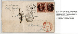 1871 U.S.A. - Lettre Affr.4cts, Pour La France Et Voie GB - Taxe Tampon 5 Décimes, Période Sans Convention - 1849-1876: Periodo Classico